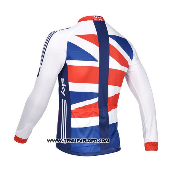 2013 Maillot Ciclismo Sky Champion Regno Unito Blanc et Nosso Manches Longues et Cuissard